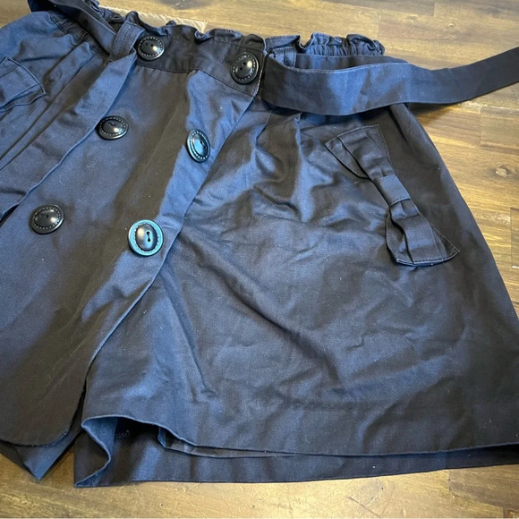 Deep or Shallow Black Skirt Skort Shorts Bow Tie Faux Button Whimsygoth Punk - Picture 2 of 13